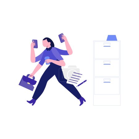 Illustration for The girl is running for work. - Royalty Free Image