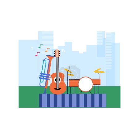 Illustration for Musical instruments are on stage. - Royalty Free Image