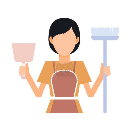 Illustration for The maid stands for cleaning. - Royalty Free Image