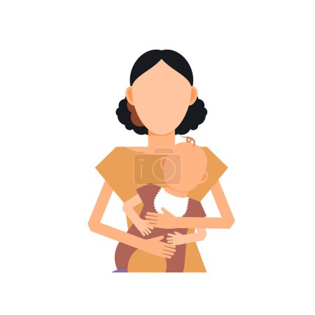 Illustration for A girl is holding a baby. - Royalty Free Image
