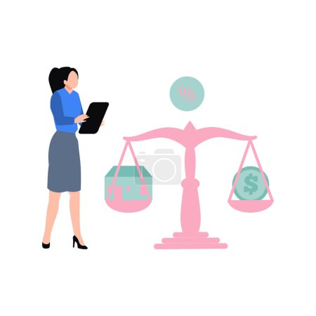 Illustration for Girl maintains financial balance. - Royalty Free Image