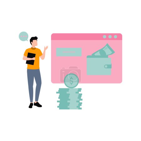 Illustration for Boy is transferring money online. - Royalty Free Image