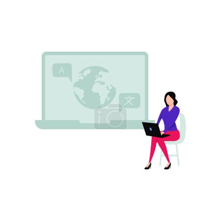 Illustration for The girl is using a laptop. - Royalty Free Image