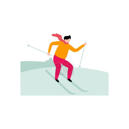 Téléchargez les illustrations : Le garçon fait du ski sur glace. - en licence libre de droit