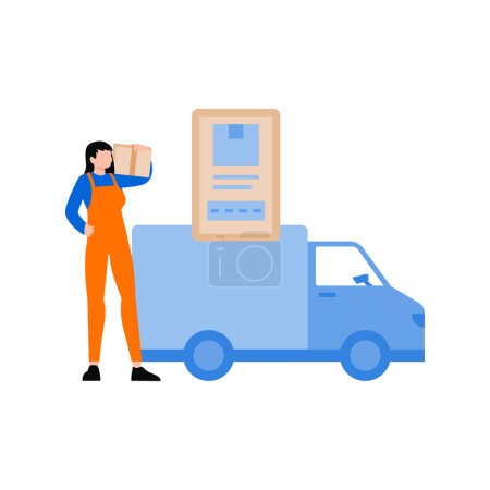 Illustration for The girl is carrying a parcel. - Royalty Free Image