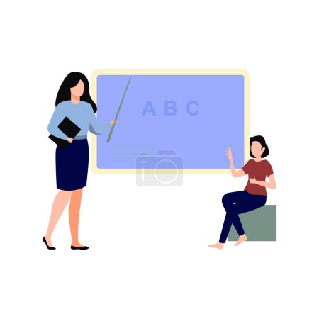 Ilustración de La chica está enseñando inglés al estudiante.. - Imagen libre de derechos