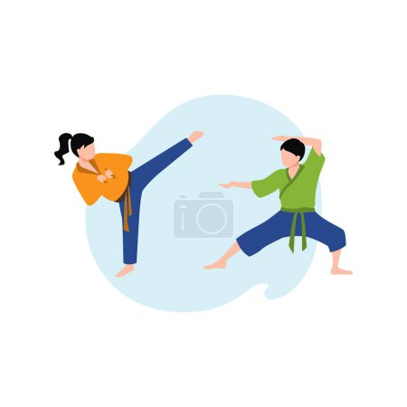 Illustration for The girl is practicing karate. - Royalty Free Image