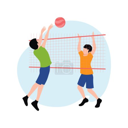 Illustration for The boys are playing volleyball. - Royalty Free Image