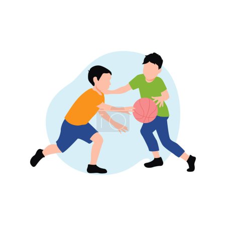 Illustration for The boys are playing basketball. - Royalty Free Image