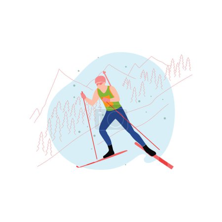Téléchargez les illustrations : Le garçon fait du ski sur glace. - en licence libre de droit