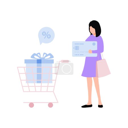 Illustration for The girl is paying by credit card. - Royalty Free Image