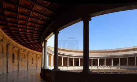 Photo for Courtyard of palace at Spanish Square Plaza in Seville - Royalty Free Image