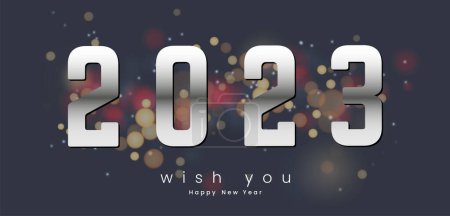 Illustration for 2023 new year Occasion banners vector design, and extude LETTERs 2023 gradient blone with dark bokeh background design. - Royalty Free Image