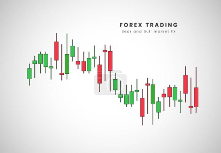 Illustration for Buy and sell indicators for forex market and rending of Forex price action candles for red and green, Forex Trading charts in Signals vector illustration - Royalty Free Image