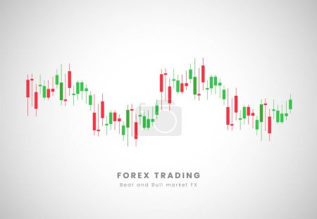 Illustration for Buy and sell forex market with candle stick and rending of Forex price action candles for red and green, Forex Trading charts in Signals vector illustration - Royalty Free Image