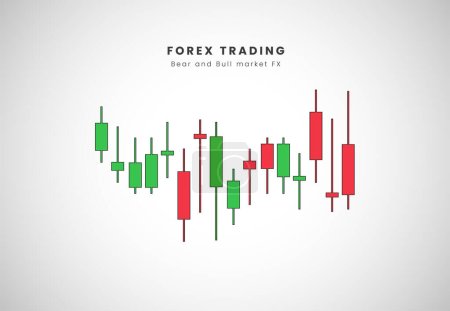Illustration for Trending of Forex price action candles for red and green, Forex Trading charts in Signals vector illustration. Buy and sell indicators for forex market - Royalty Free Image