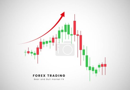 Illustration for Red and green candles stick of price acttion in stock chart, Forex candles pattern. vector currencies trading diagram. exchange market graph vector illustration - Royalty Free Image