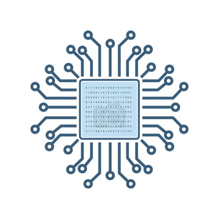 Téléchargez les illustrations : Système de circuit d'intelligence artificielle dans le style de lignes, icônes de ligne de circuit d'IA, icône intelligente d'IA moderne, illustration vectorielle de technologie d'IA numérique de réseau de robotique et de cloud computing - en licence libre de droit