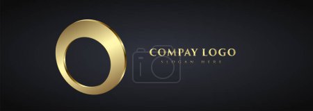 Illustration for A dark Luxury circle Logo concepts in vector on dark background, an elegant company Logo design, vector illustration Logo banner - Royalty Free Image