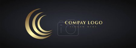 Illustration for A sunshine Luxury circle Logo banner concepts on dark background, used in company branding, company Logo, trame mark design - Royalty Free Image