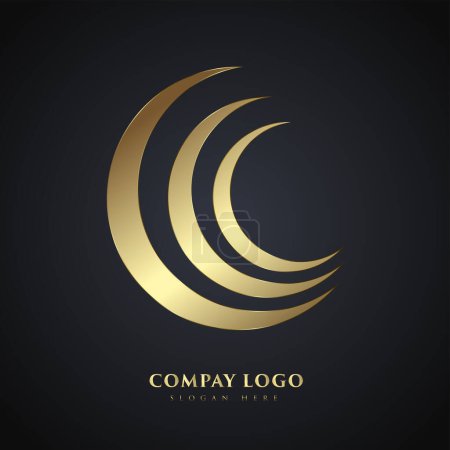 Illustration for A sunshine Luxury circle Logo concepts on dark background, an elegant company Logo design, vector illustration - Royalty Free Image