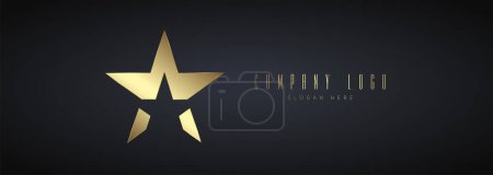 Illustration for Golden and Luxury Star Logo vector for company on dark background, vector and illustration - Royalty Free Image