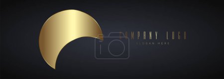 Illustration for A dark Luxury circle Logo concepts in vector on dark background, Abstract golden circle in vector elegant company Logo design - Royalty Free Image