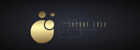 Illustration for Group of golden rectangles Logo, vector trade mark for company on dark background, vector, illustration - Royalty Free Image