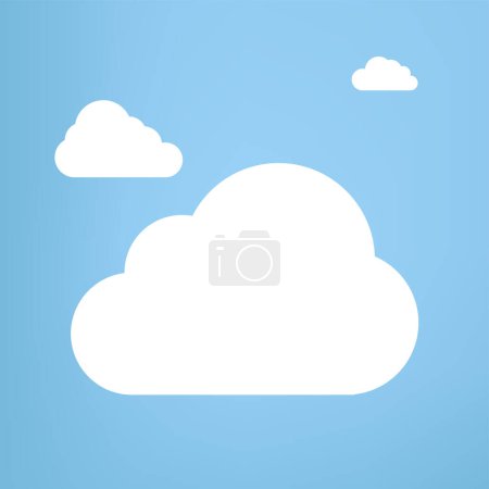 Téléchargez les illustrations : Ensemble de trois collections Nuages dans des styles de design plat, des concepts de nuages, des éléments de nuages, des nuages sur fond bleu isolé - en licence libre de droit