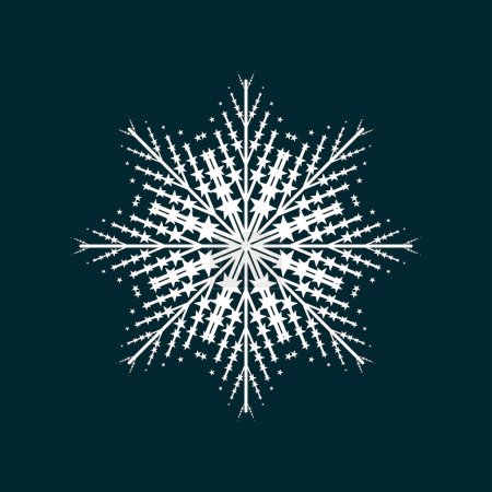Illustration for Snowflake winter on black isolated, icon silhouette on white background used in Christmas and New Year concept - Royalty Free Image