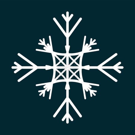 Ilustración de Blanco y suave invierno copo de nieve en negro aislado, silueta icono sobre fondo blanco - Imagen libre de derechos