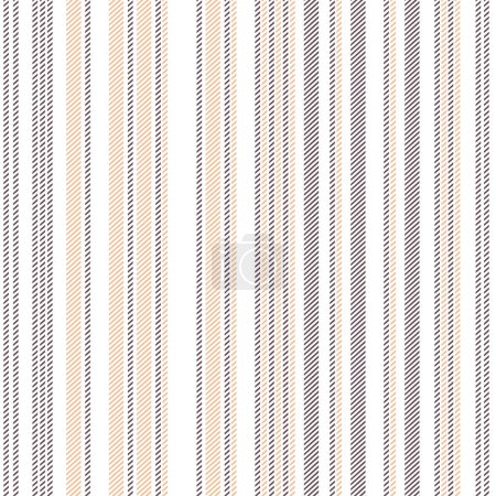 Ein gefüttertes Textil mit nahtlosem Streifenmuster. Abstrakte vertikale Linien in Taupe, Orange, Weiß für Sommerkleid, Bettwäsche, Bettbezug, Hosenvektor