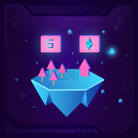 Illustration for Metaverse Cryptocurrency 3D - Vector icon design - Royalty Free Image