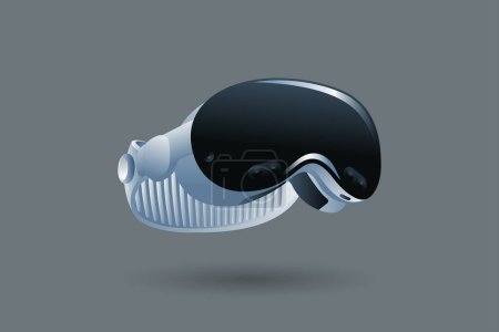 Illustration for Vision pro-High-tech Futuristic technology VR Glasses -Virtual reality device, 360 VR modern helmet-vector illustration - Royalty Free Image