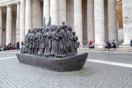 Photo for ROME, VATICAN - MARTH 9, 2023: This is the monument to migrants 'Angels Don't Know' (by Timothy Schmaltz). - Royalty Free Image