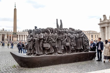 Photo for ROME, VATICAN - MARTH 9, 2023: This is the monument to migrants 'Angels Don't Know' (by Timothy Schmaltz) - Royalty Free Image