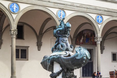 Photo for FLORENCE, ITALY - SEPTEMBER 12, 2018: This is a fragment of the Fountain del Taco in Santissima Annunziata Square. - Royalty Free Image