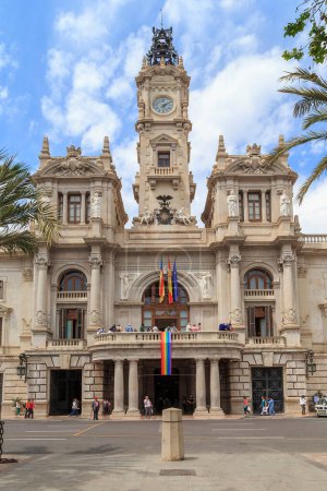 Photo for VALENCIA, SPAIN - MAY 18, 2017: This is a fragment of the facade of the City Hall. - Royalty Free Image