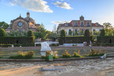 Photo for BARCELONA, SPAIN - MAY 12, 2017: These are the remaining buildings from the former fortress in Ciutadella Park - the castle church and the Verdaguer Institute. - Royalty Free Image