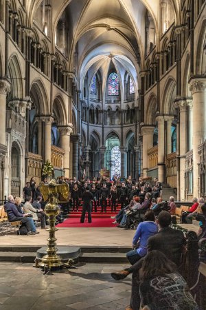 Photo for CANTERBURY, GREAT BRITAIN - MAY 15, 2014: This is a youth choir performance at Canterbury Cathedral. - Royalty Free Image