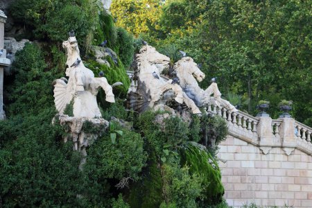 Photo for BARCELONA, SPAIN - MAY 12, 2017: There are sculptures of fantastic winging sea horses on the Grand Cascade fountain in Ciutadella Park. - Royalty Free Image