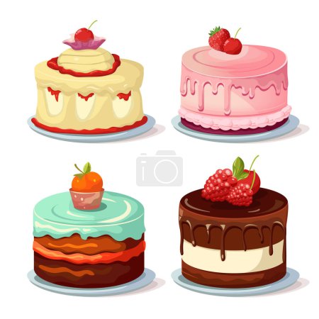 Photo for Cake cafe cartoon collection set vector - Royalty Free Image