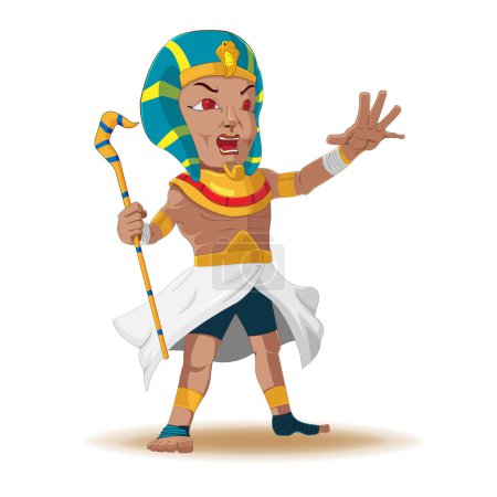 Illustration for King Pharaoh Cartoon Characters Pose Isolate Vector - Royalty Free Image