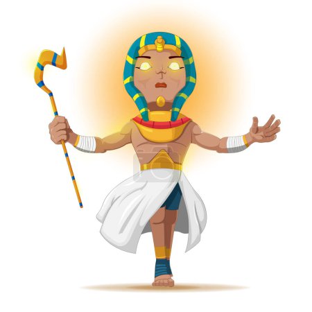 Ilustración de Rey Faraón Personajes de dibujos animados Stand Pose Vector - Imagen libre de derechos