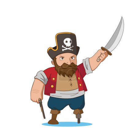 Ilustración de Pirata personaje de dibujos animados peligroso hombre vector - Imagen libre de derechos