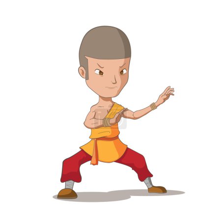 Illustration for Shaolin Monk Martial art  Fighter Character Vector - Royalty Free Image