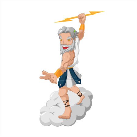 Illustration for Zues God Character Cartoon Isolate Vector - Royalty Free Image