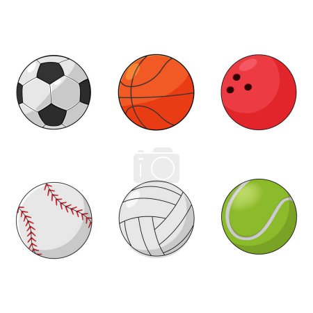 Ilustración de Diferente bola deporte grupo conjunto vector - Imagen libre de derechos