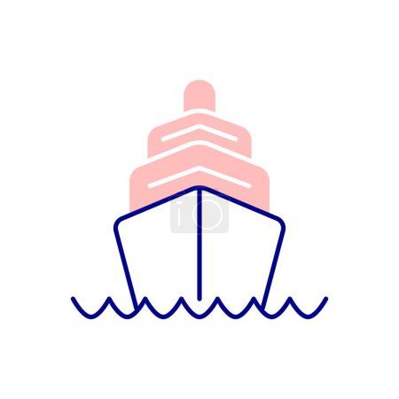 Téléchargez les illustrations : Icône de bateau de croisière, Voyage à travers l'océan sur un yacht de luxe. Illustration vectorielle. - en licence libre de droit