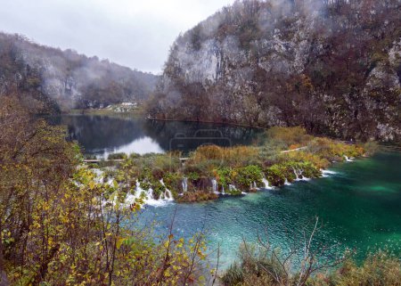 Photo for Beautiful turquoise Plitvice Lakes in Plitvice National Park in Croatia in autumn. Travel photo - Royalty Free Image